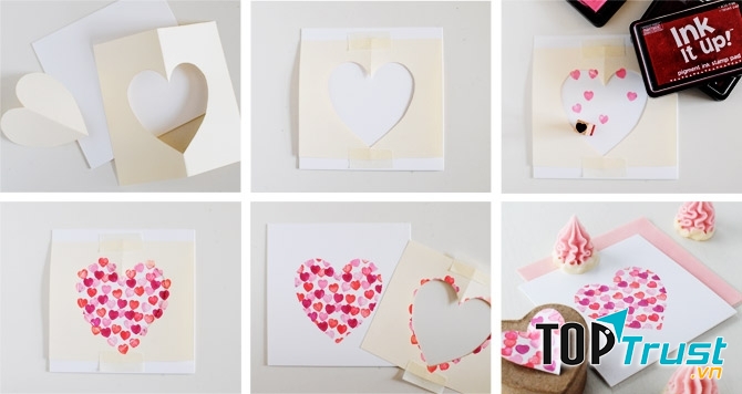 1. Làm thiệp 20/10 hình trái tim đơn giản mà dễ thương
