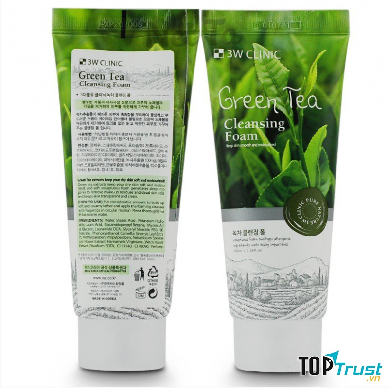 Sữa rửa mặt 3W Clinic Green Tea Foam Cleansing