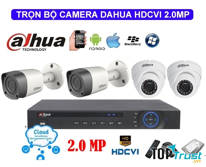 Trọn bộ 4 Camera Dahua 2.0MP