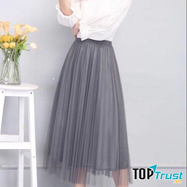 Chân váy xếp ly dáng dài