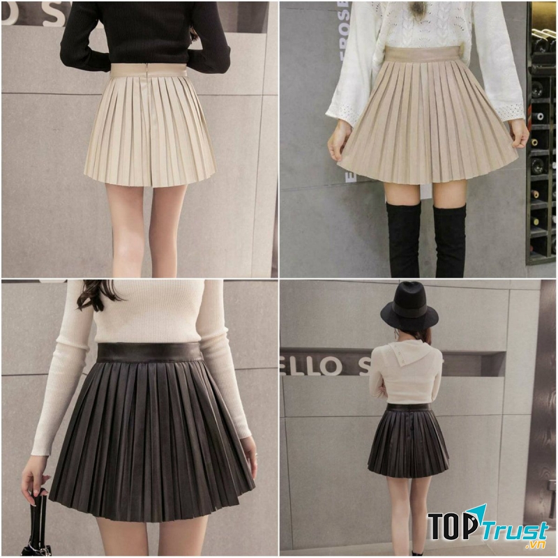 Chân váy xếp ly dáng ngắn