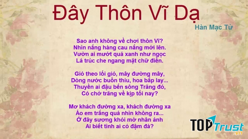 Đây thôn Vĩ Dạ cùng ba tác phẩm văn xuôi lớp 11 cũng xếp thứ 5.