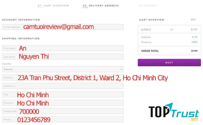 Ví dụ về một cách ghi địa chỉ chính xác nhất