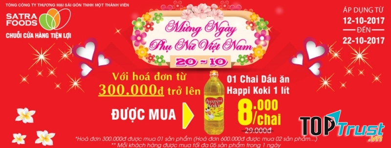 Chương trình khuyến mãi 20/10 của Satrafoods