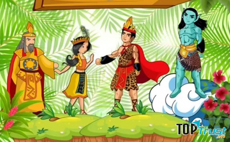 Mị Nương theo Sơn Tinh về trấn giữ núi cao