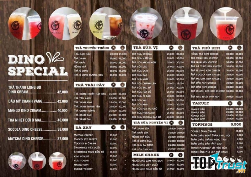 Menu của Dino Tea