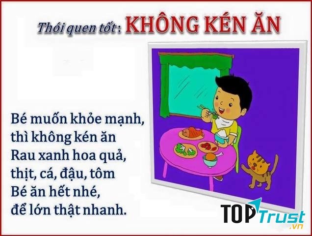 Bài thơ khuyên bé nên ăn đủ các loại thực phẩm