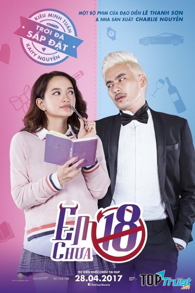 Kiều Minh Tuấn và bạn diễn trong phim Em chưa 18