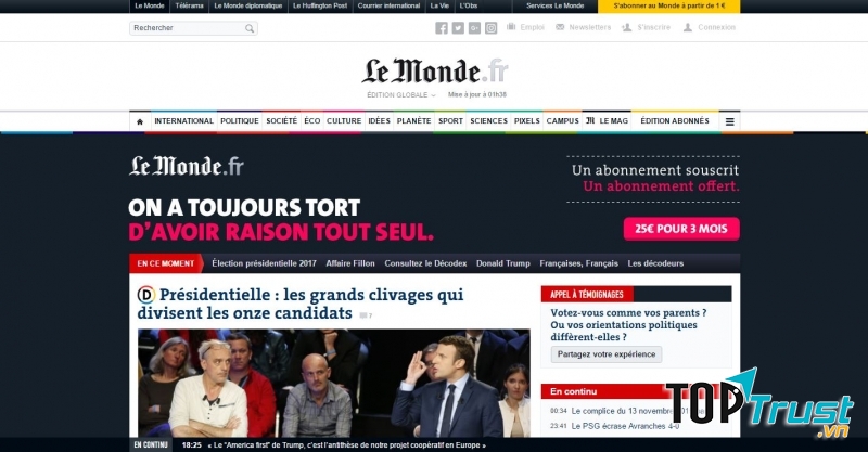 Trang báo điện tử này sẽ rất hữu ích cho những bạn thích đọc báo chí quốc tế bằng tiếng Pháp