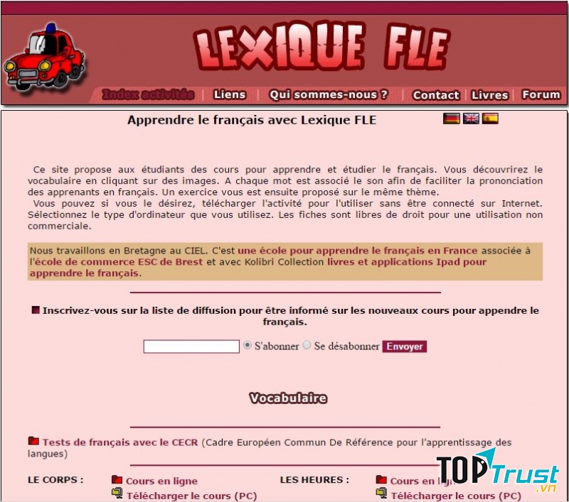 Website hiển thị khi bạn truy cập vào trang web