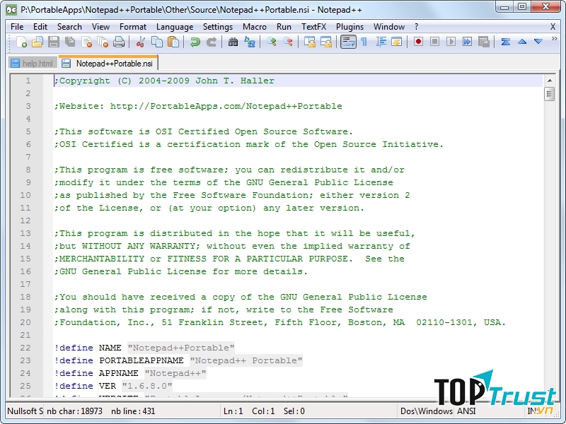 Giao diện Notepad++