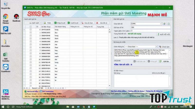 Phần mềm nhắn tin SMS PRO