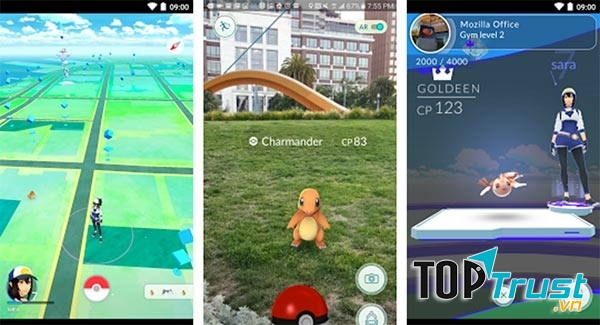 Giao diện game Pokemon GO