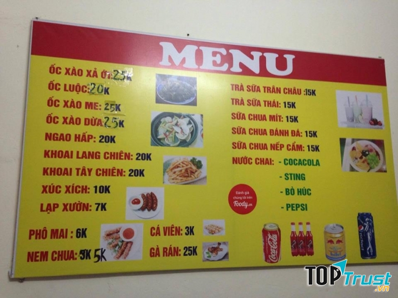 Bảng giá quán Nhất Ốc