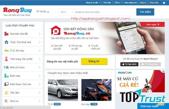 Giao diện rongbay.com