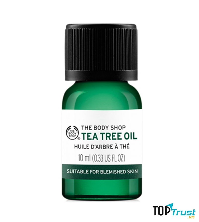 Tinh dầu Tea Tree Oil chiết xuất lá tràm trà nguyên chất từ vùng Kenya, là một trong những sản phẩm cải thiện mụn của The Body Shop.
