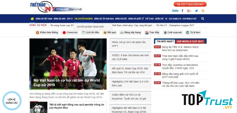 Trang chủ của website