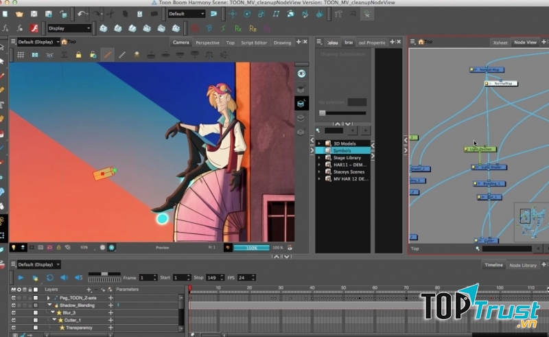 Giao diện phần mềm Toon Boom Harmony