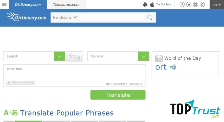 Translate.reference.com là một trong những trang web dịch văn bản tốt nhất hiện nay