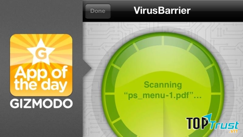 VirusBarrier là một trong những phần mềm diệt virus cho điện thoại Iphone