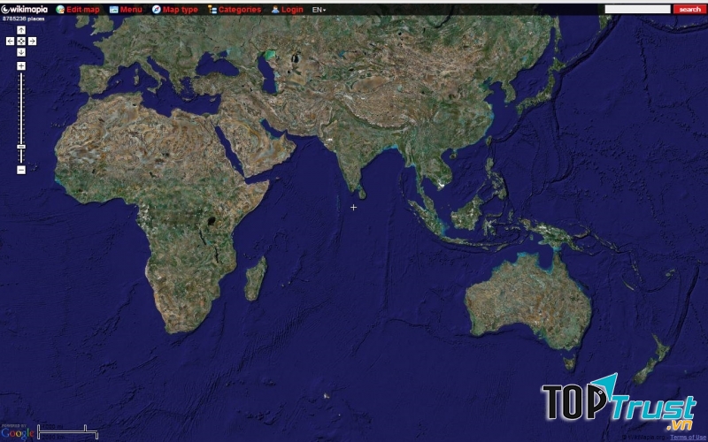 Bản đồ thế giới dưới cái nhìn của Wikimapia.org