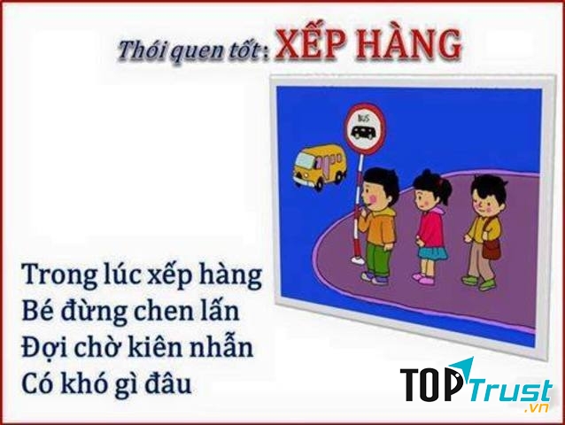 Bài thơ dạy bé biết cần phải xếp hàng chờ đợi