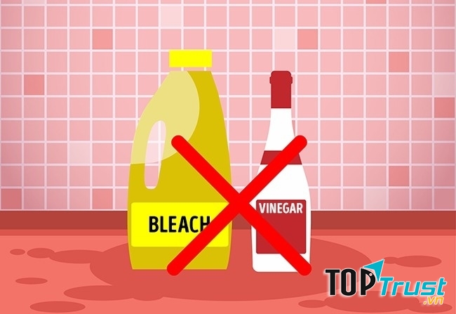 Chất tẩy trắng vải và giấm có thể khuếch tán khí Clo khi được kết hợp với nhau