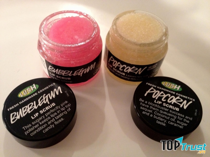 Lip Scrub của LUSH có tất cả 3 mùi gồm: Bubble Gum, Popcorn và Mint Julips (Ảnh: Internet)