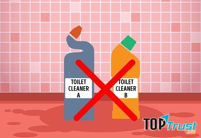 Sản phẩm tẩy rửa thuộc các nhãn hàng khác nhau có thể gây ra phản ứng hóa học khi trộn lẫn với nhau