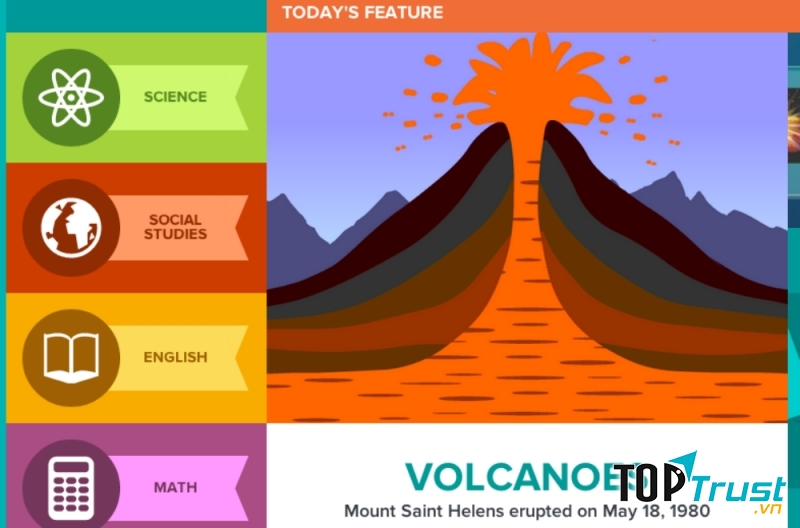 Giao diện trang web BrainPOP