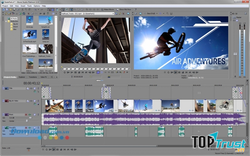 Giao diện Sony Vegas