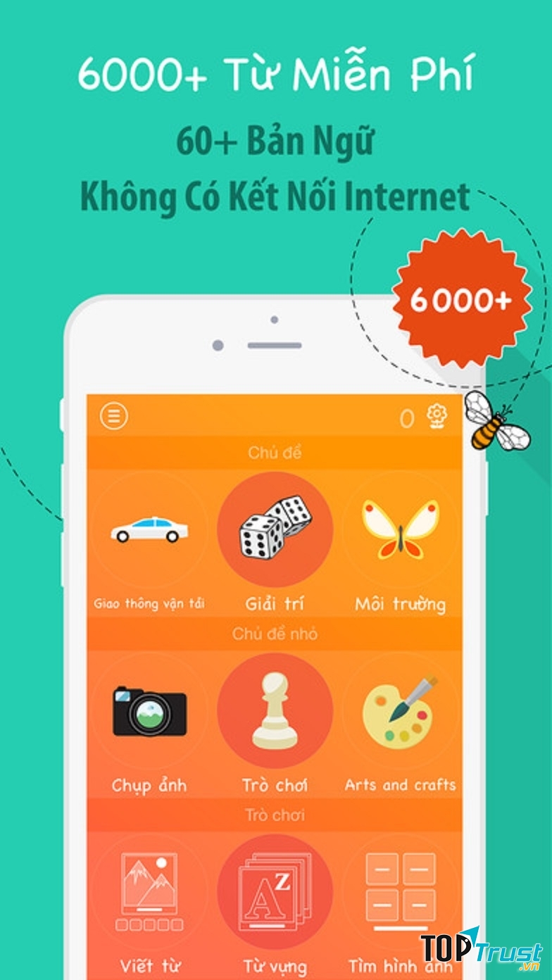 Giao diện của ứng dụng 6000 từ - Học tiếng Hàn với  Fun Easy Learn