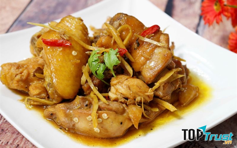 Món gà rang gừng sả