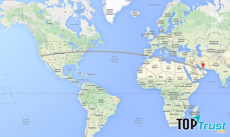 Tiếp tục là một chuyến bay dài nhất thế giới xuất phát từ Trung Đông và kết thúc ở nước Mỹ.