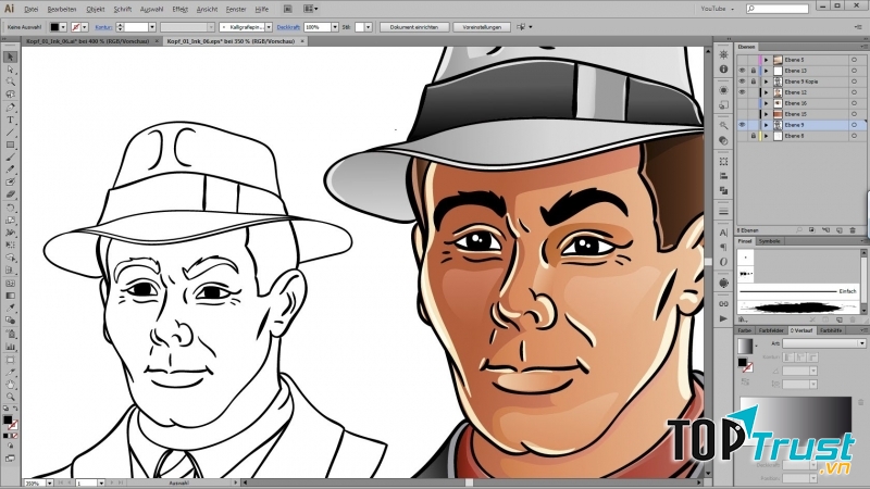 Một màn hình thiết kế của IIIustrator