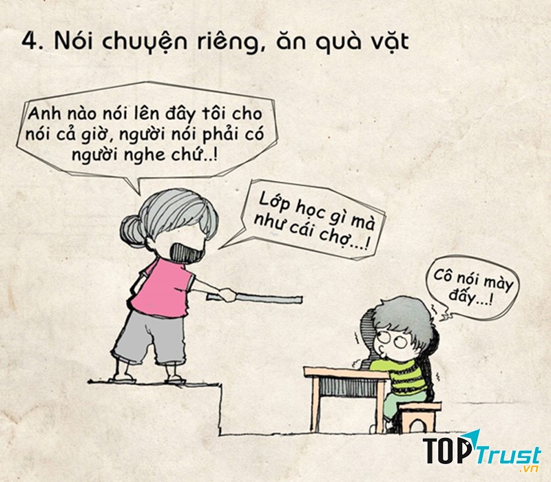 Học sinh nói chuyện riêng, không chú ý trong giờ học