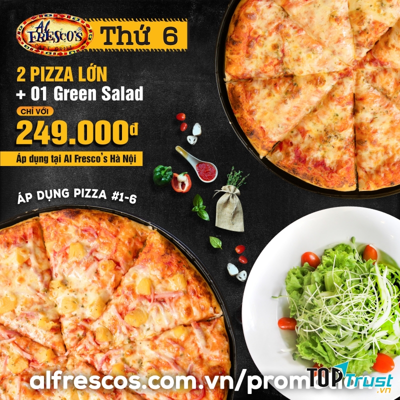 Bánh pizza ngon hấp dẫn tại tiệm