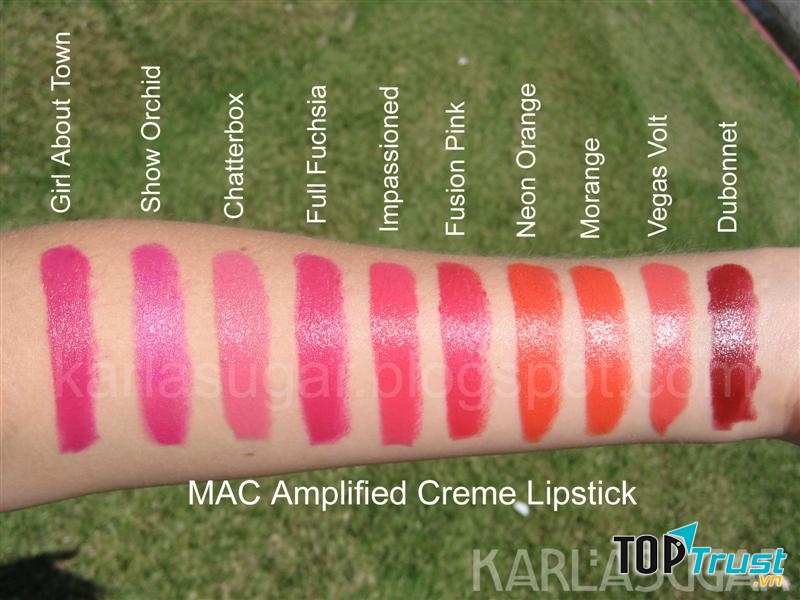 Bảng màu son thiên về tông hồng của Mac Amplified