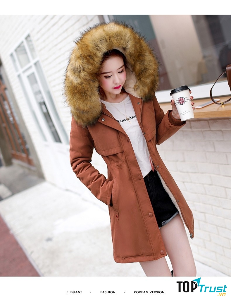 Áo kaki lót bông dạng váy cho bạn gái thêm nữ tính