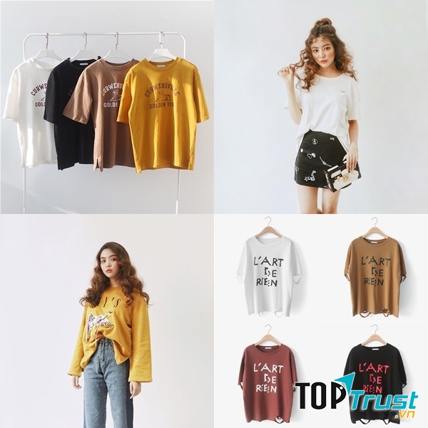 Kiểu áo phông basic luôn siêu đơn giản, không có bất kỳ họa tiết cầu kỳ này có ưu điểm rất dễ phối đồ