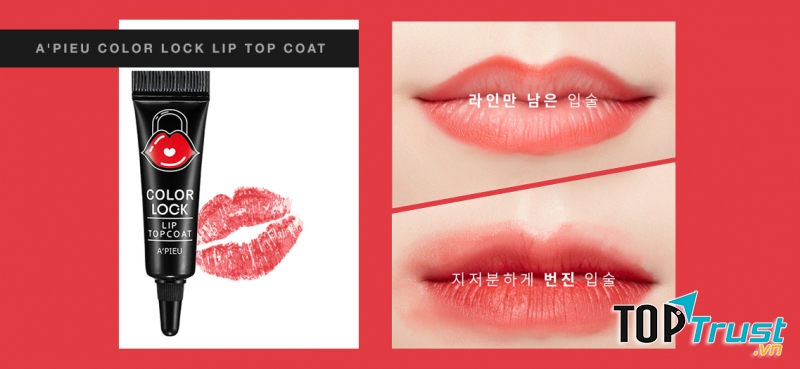 Công dụng của gel Apieu Color Rock Lip Top Coat chính là hỗ trợ để màu son được bám lâu hơn sau khi thoa từ 10 – 12 tiếng