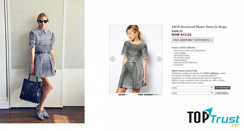 Fashion icon Olivia Palermo, người vốn nổi tiếng với tủ quần áo đồ sộ với những món đồ xa xỉ đã gây ngạc nhiên khi mặc váy của ASOS với giá gốc là 104$ (~ 2,2 triệu VNĐ).