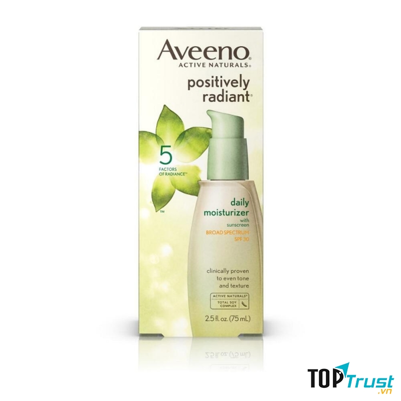 Positively Radiant Daily Moisturizer có chứa các hợp chất chống lão hóa được chiết xuất từ đậu nành