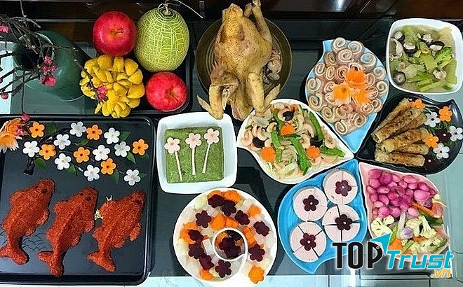 Mâm cỗ cúng ông Táo cầu kì