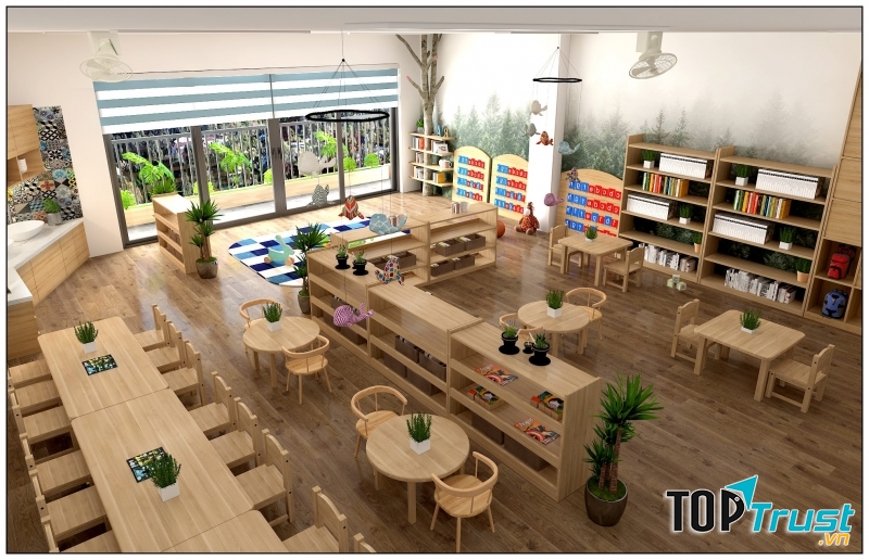 Khung cảnh bên trong trường mầm non quốc tế Bambini Montessori Preschool Hải Dương