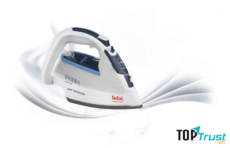 Bàn ủi hơi nước Tefal FV4970E0 mặt đế bàn ủi phủ Durilium chống dính, chống trầy xước giúp bàn ủi lướt nhanh và êm trên mọi bề mặt vải v