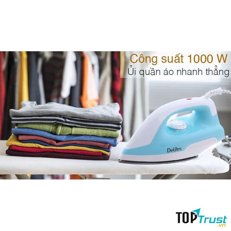 Bàn ủi khô Asanzo DI-72A với công suất là ủi mạnh mẽ giúp quần áo nhanh thẳng