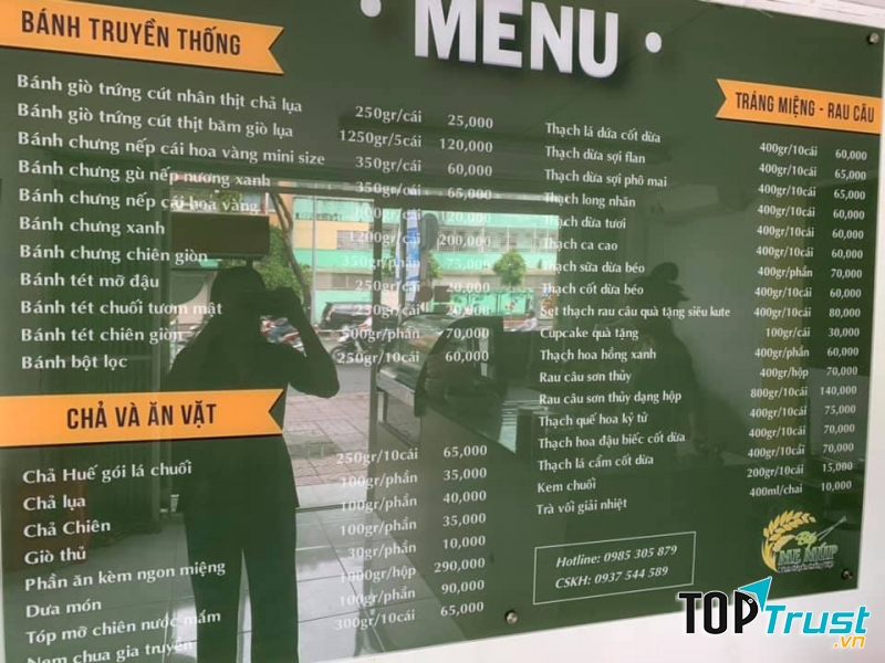 Menu quán bánh giò mẹ Múp