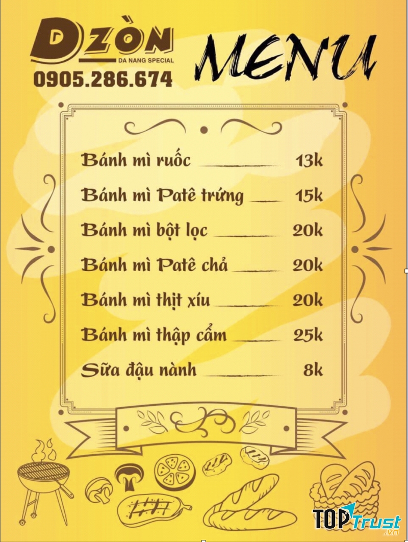 Bánh mì Dzòn có giá cả rất phải chăng