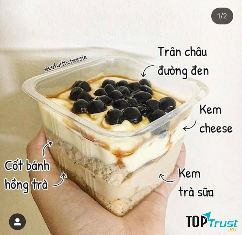 Thành phần của bánh trà sữa tại tiệm Bánh tươi Homemade